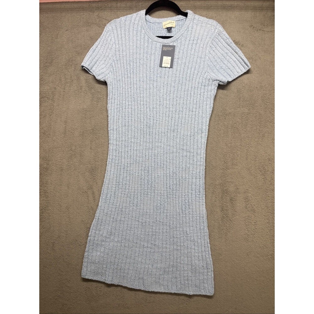 Women's Short Sleeve Rib Mini Sweater Dress Large - Universal Threads